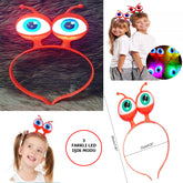 Nessiworld Led Light & Battery Operated 3 Different Modes Lighted Alien Eye Party Crown Red Color 18x12 cm